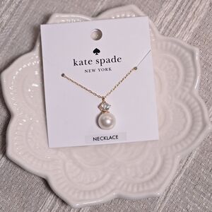 Kate Spade Pearls of Wisdom Goldtone Pearl and Crystal Drop Necklace NWT